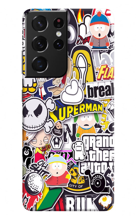 Sticker Bomb Samsung S21 Ultra Hard Case Back Cover by Casekaro