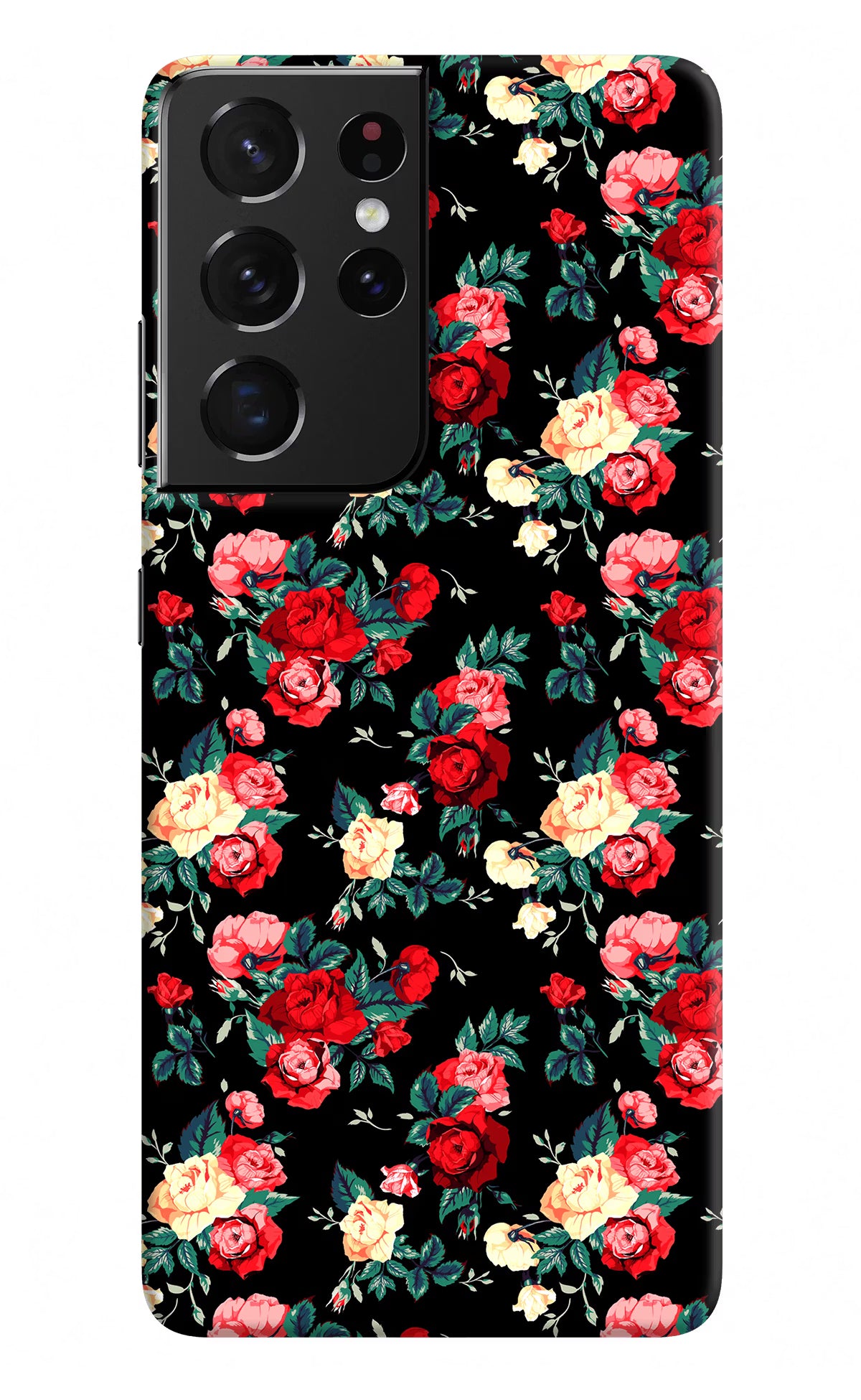 Rose Pattern Samsung S21 Ultra Hard Case Back Cover by Casekaro