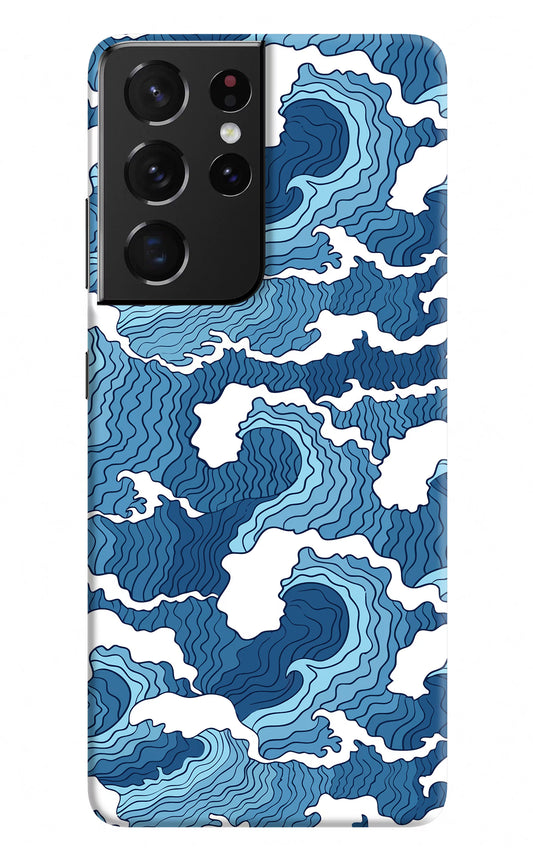 Blue Waves Samsung S21 Ultra Hard Case Back Cover by Casekaro