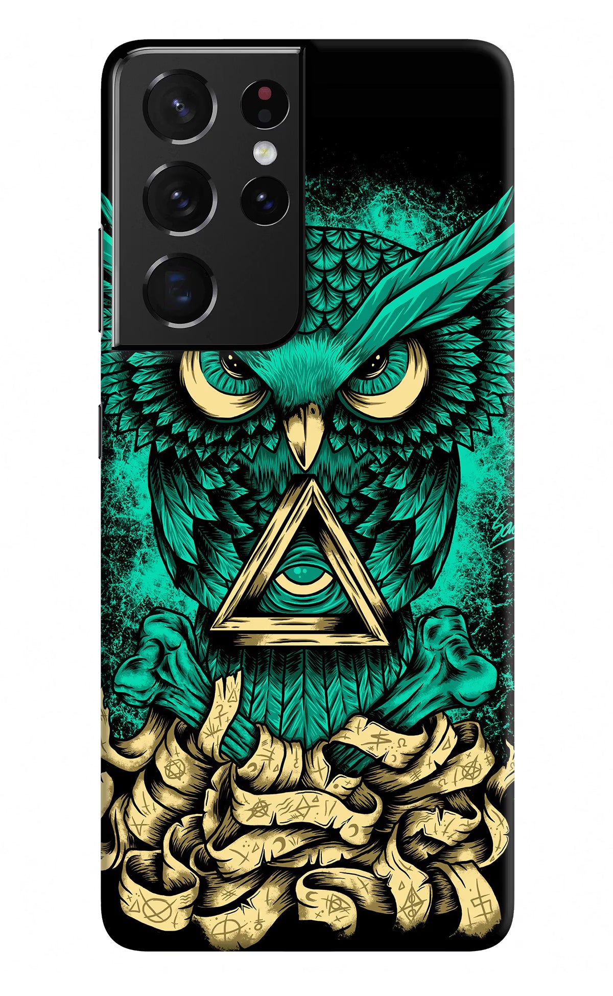 Green Owl Samsung S21 Ultra Hard Case Back Cover by Casekaro