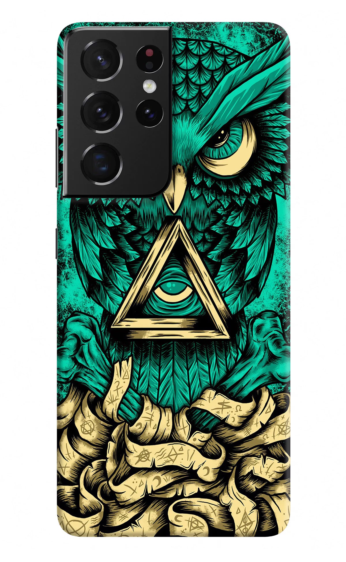 Green Owl Samsung S21 Ultra Hard Case Back Cover by Casekaro