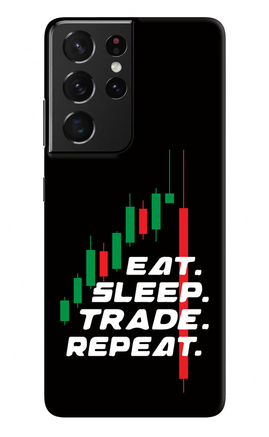 Eat Sleep Trade Repeat Samsung S21 Ultra Hard Case Back Cover by Casekaro