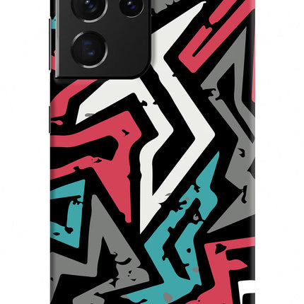 Geometric Graffiti Samsung S21 Ultra Hard Case Back Cover by Casekaro