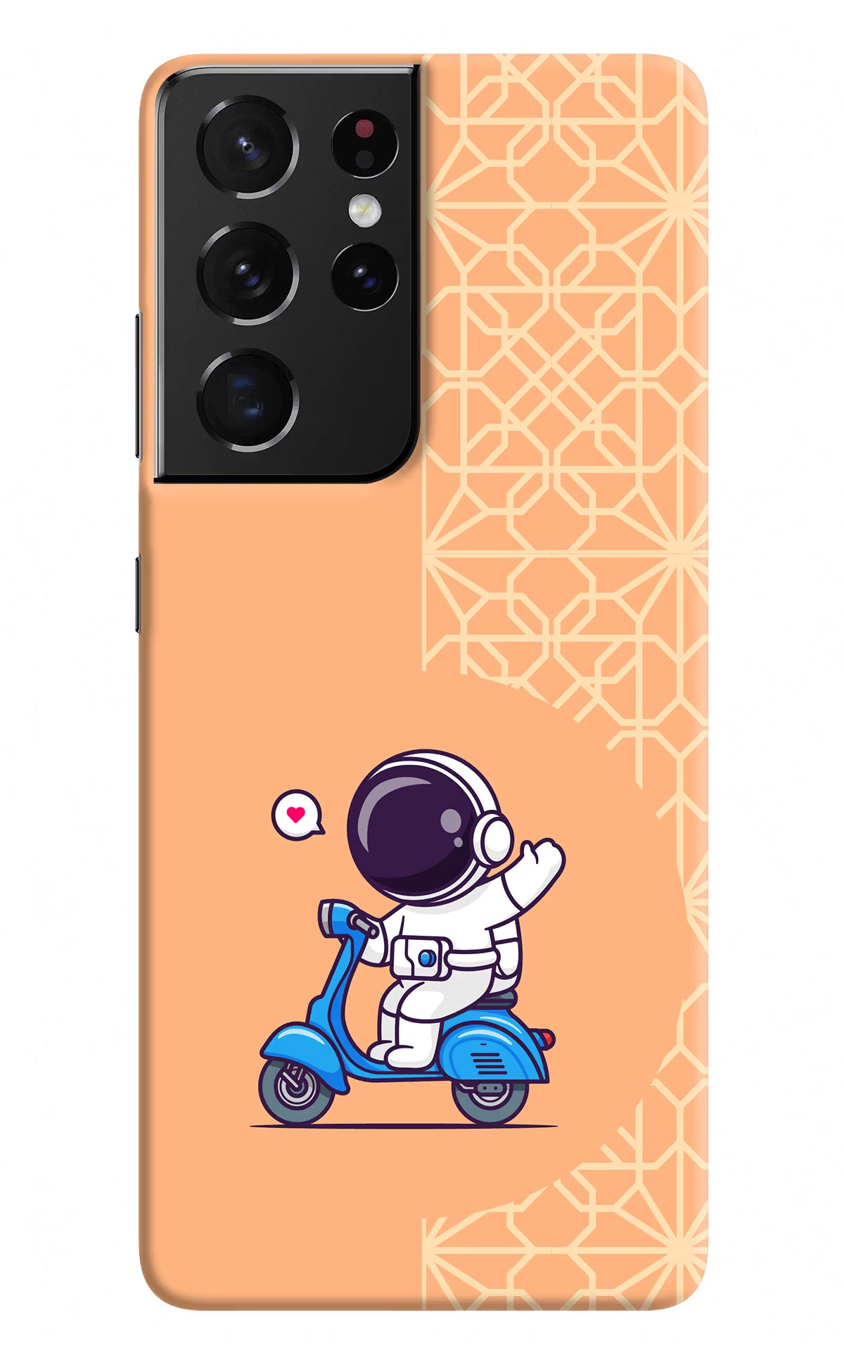 Cute Astronaut Riding Samsung S21 Ultra Hard Case Back Cover by Casekaro