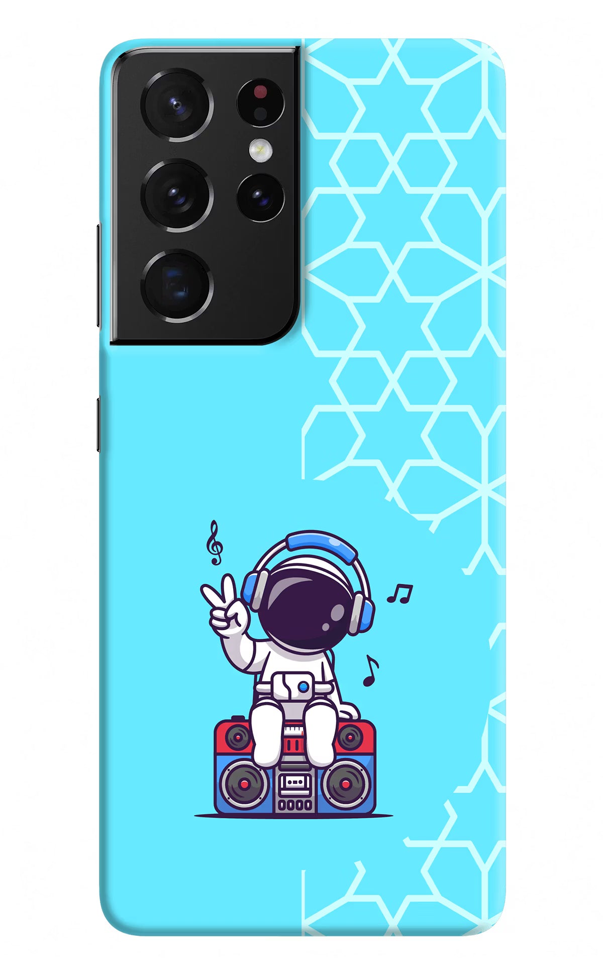 Cute Astronaut Chilling Samsung S21 Ultra Hard Case Back Cover by Casekaro