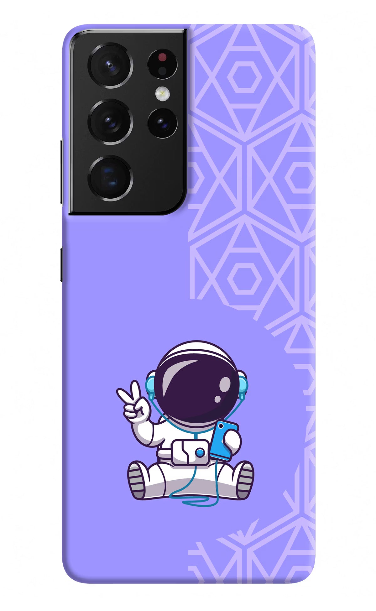 Cute Astronaut Chilling Samsung S21 Ultra Hard Case Back Cover by Casekaro