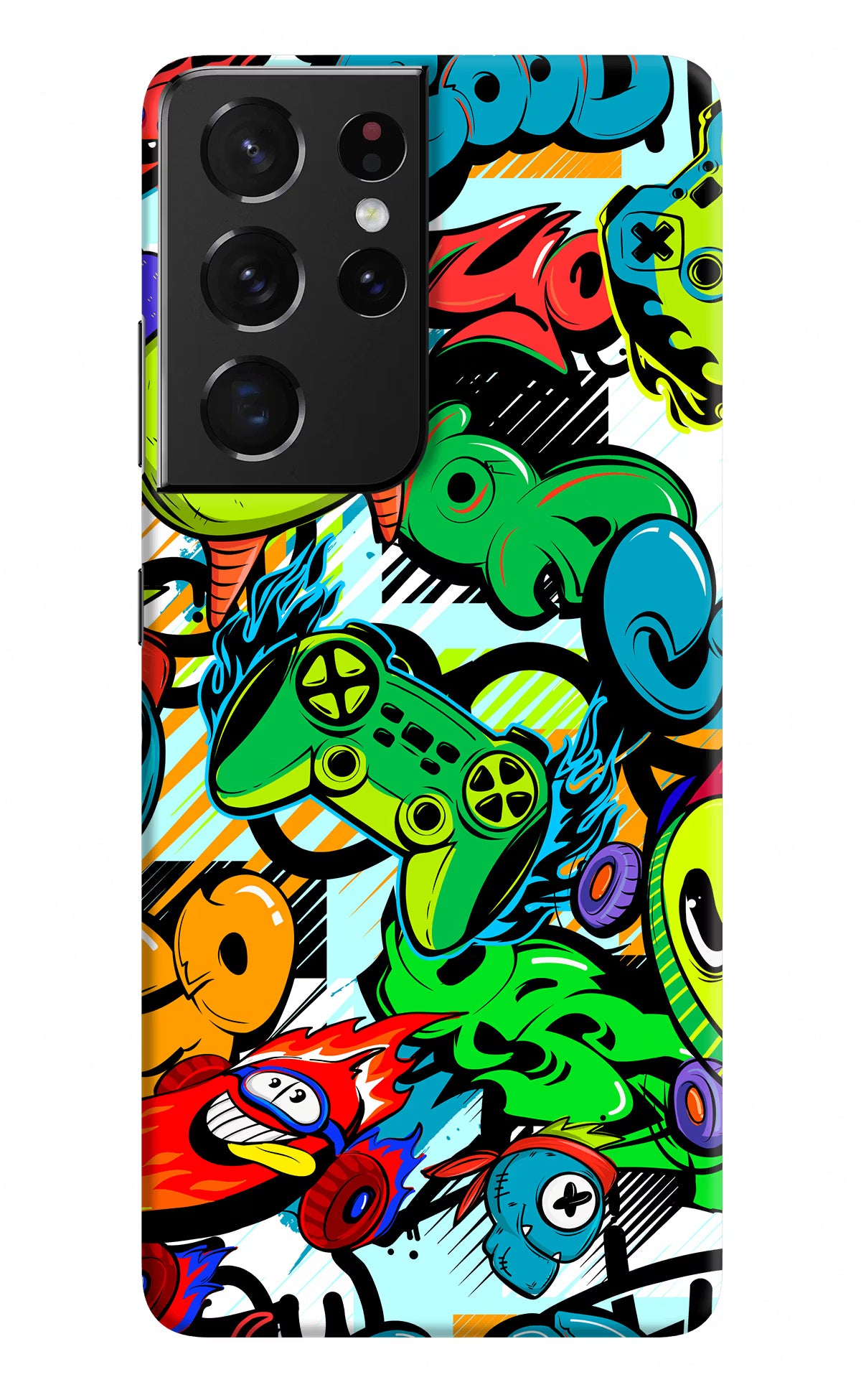 Game Doodle Samsung S21 Ultra Hard Case Back Cover by Casekaro
