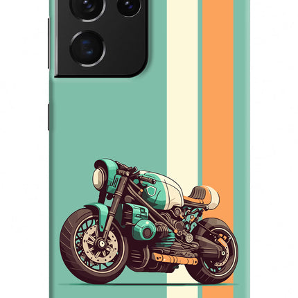 Striped Moto Drift Samsung S21 Ultra Hard Case Back Cover by Casekaro