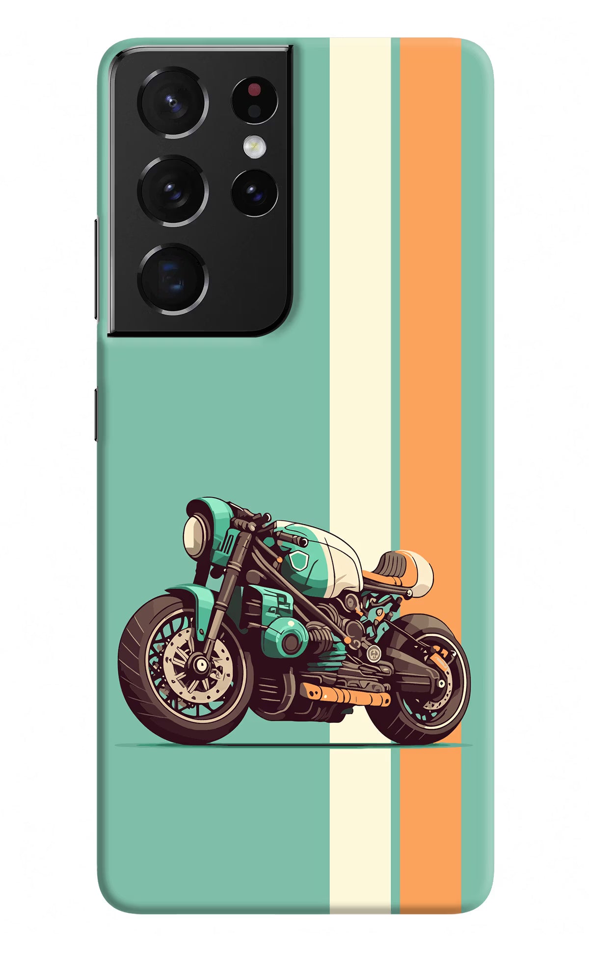 Striped Moto Drift Samsung S21 Ultra Hard Case Back Cover by Casekaro