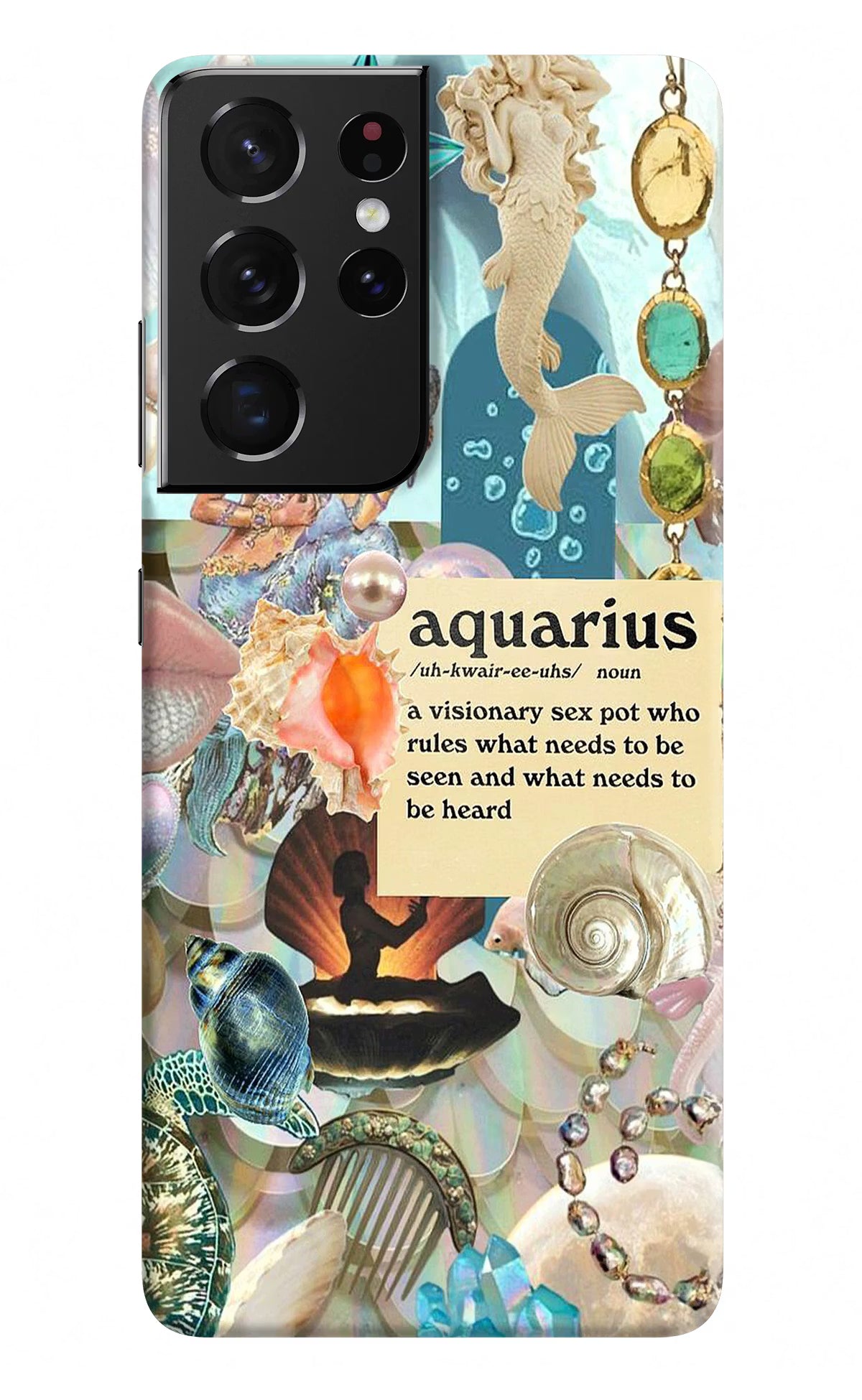 Aquarius Zodiac Samsung S21 Ultra Hard Case Back Cover by Casekaro