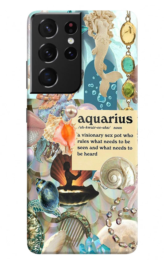 Aquarius Zodiac Samsung S21 Ultra Hard Case Back Cover by Casekaro