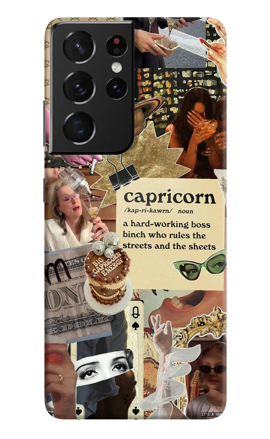 Capricorn Zodiac Samsung S21 Ultra Hard Case Back Cover by Casekaro
