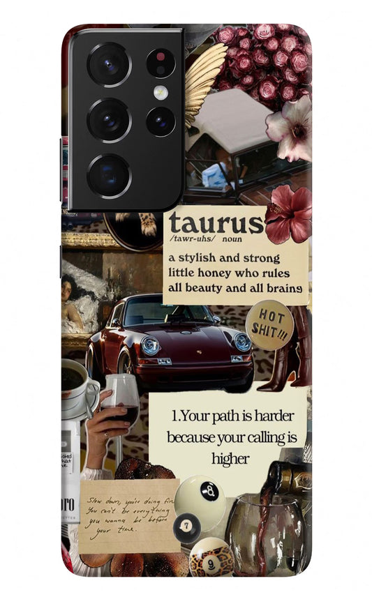 Taurus Zodiac Samsung S21 Ultra Hard Case Back Cover by Casekaro