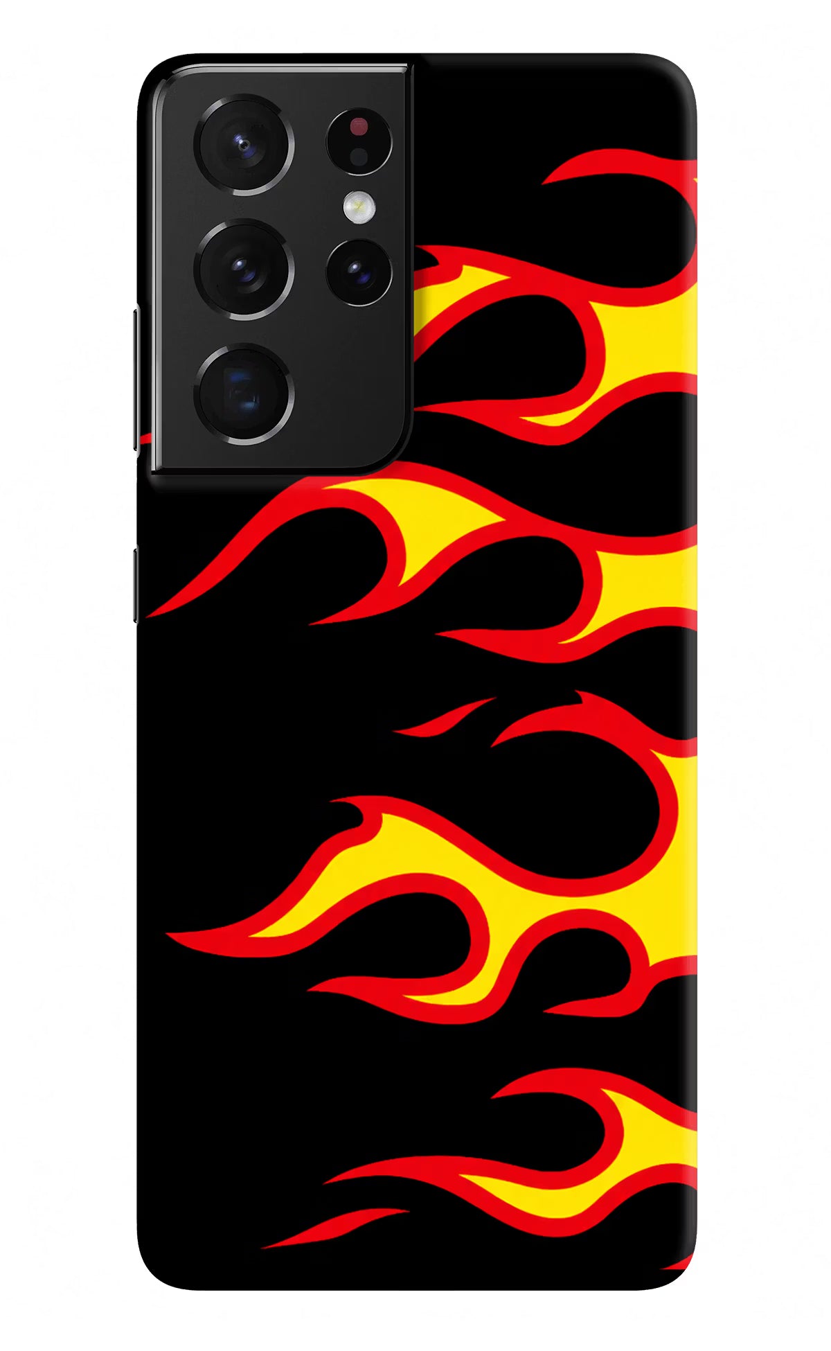 Side Sweep Flames Samsung S21 Ultra Hard Case Back Cover by Casekaro