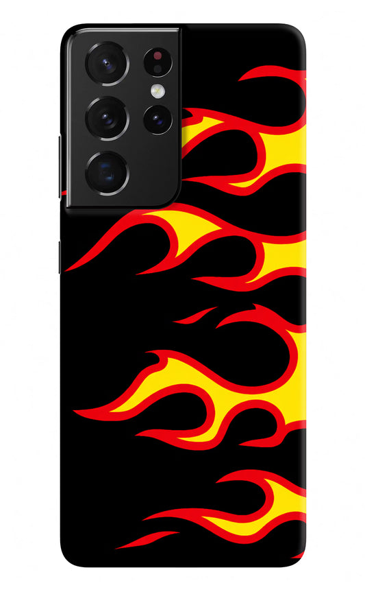 Side Sweep Flames Samsung S21 Ultra Hard Case Back Cover by Casekaro