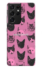 Pink Cats Samsung S21 Ultra Hard Case Back Cover by Casekaro