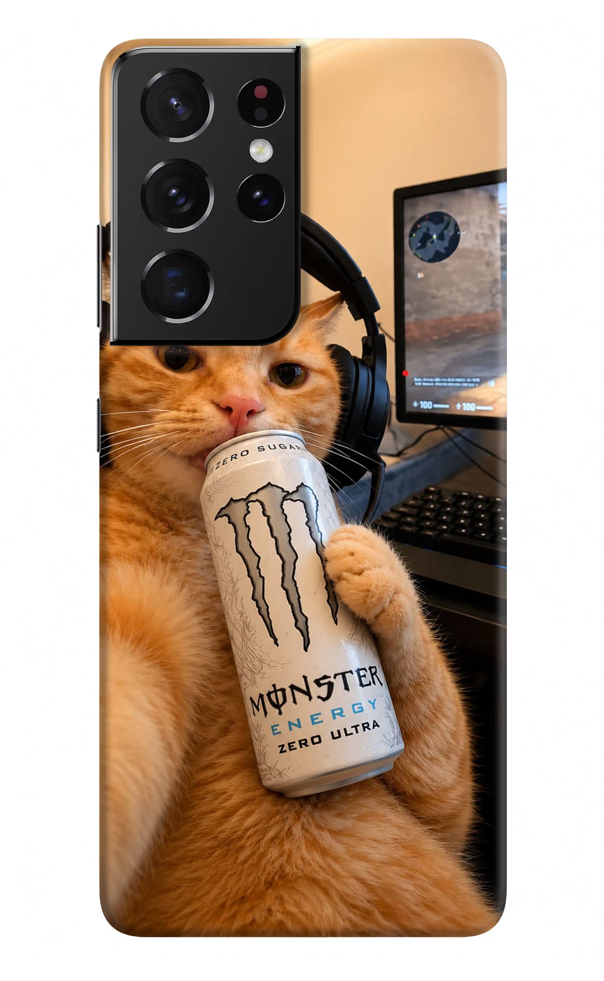 Gamer Cat Energy Samsung S21 Ultra Back Cover