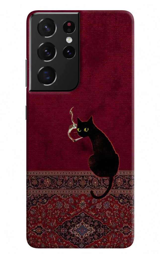 Midnight Cat Samsung S21 Ultra Hard Case Back Cover by Casekaro