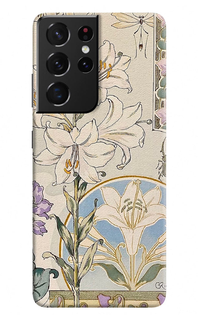 White Lily Samsung S21 Ultra Hard Case Back Cover by Casekaro
