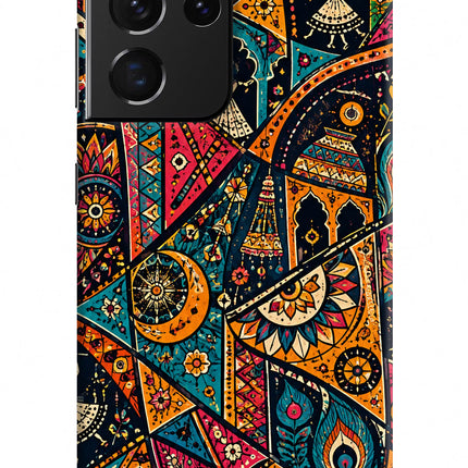 Folk Print Samsung S21 Ultra Hard Case Back Cover by Casekaro