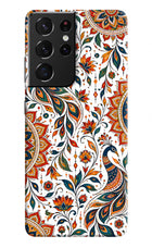 White Mayura Samsung S21 Ultra Hard Case Back Cover by Casekaro