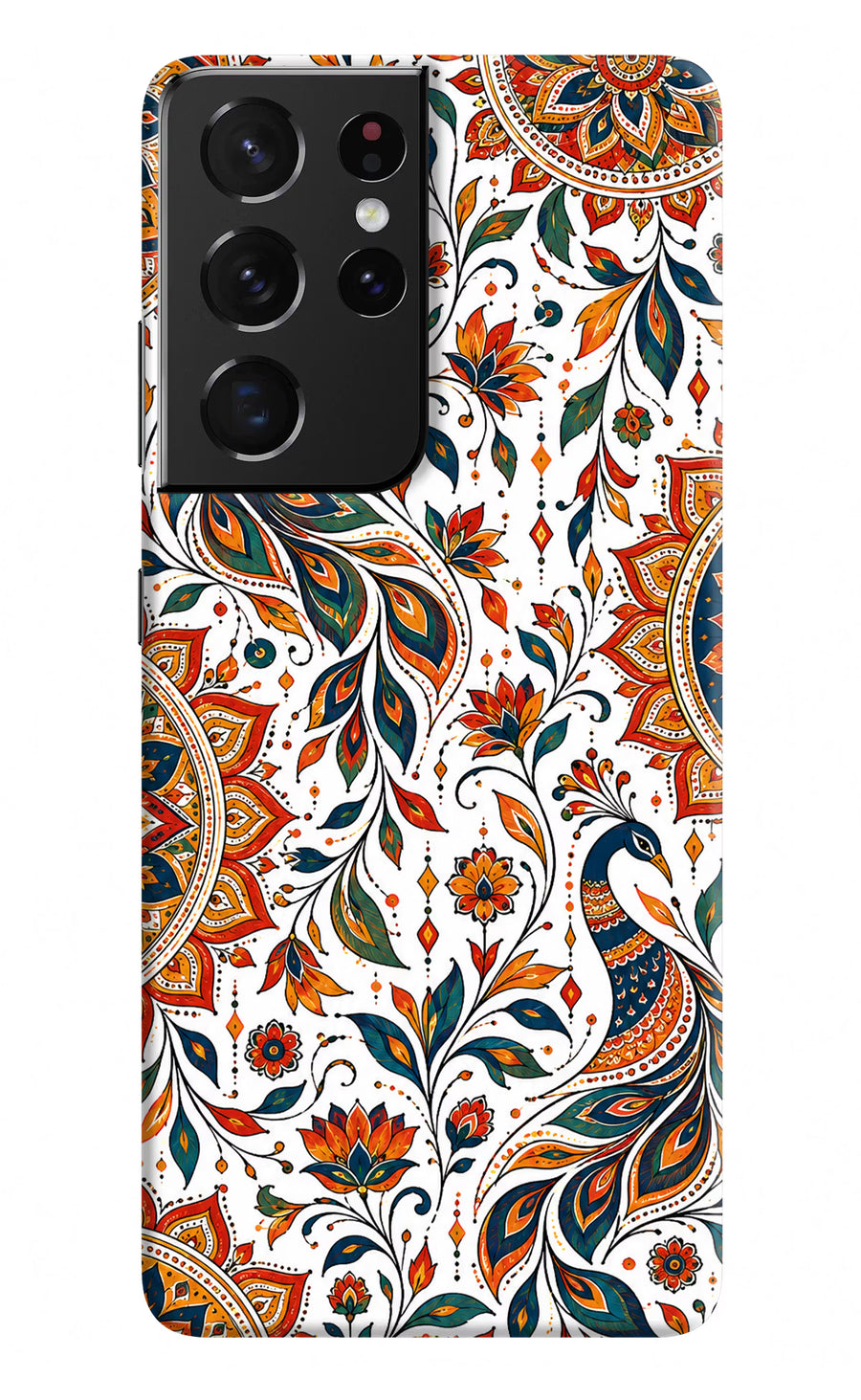 White Mayura Samsung S21 Ultra Back Cover, Hard case
