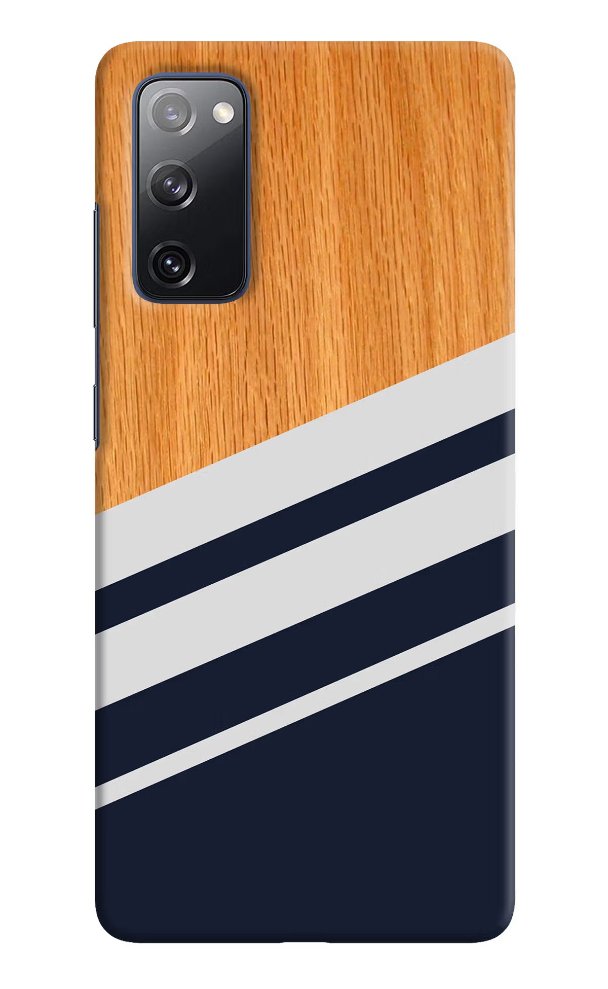 Blue and white wooden Samsung S20 FE Hard Case Back Cover by Casekaro