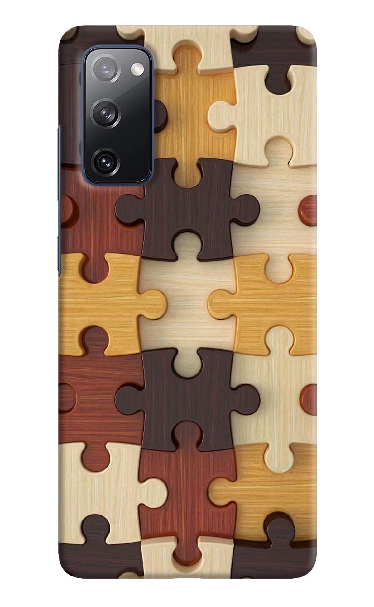 Wooden Puzzle Samsung S20 FE Hard Case Back Cover by Casekaro