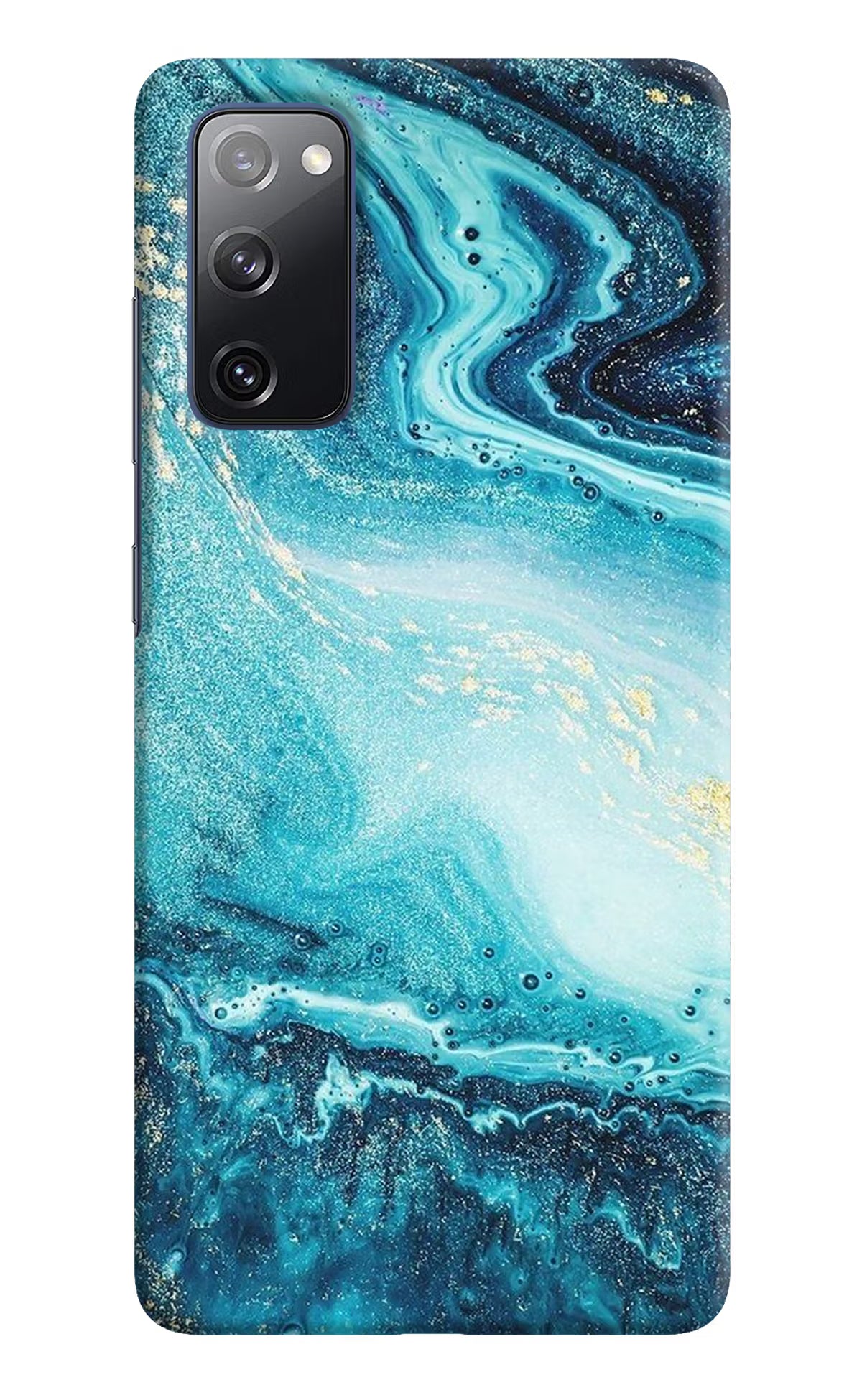 Blue Glitter Marble Samsung S20 FE Hard Case Back Cover by Casekaro