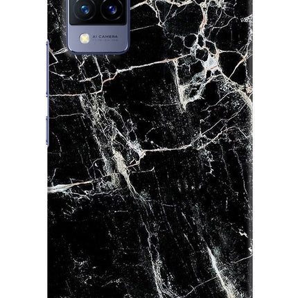Black Marble Texture Vivo V21 Hard Case Back Cover by Casekaro