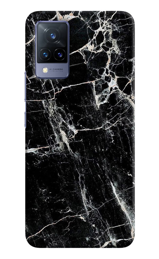 Black Marble Texture Vivo V21 Hard Case Back Cover by Casekaro