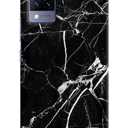 Black Marble Pattern Vivo V21 Hard Case Back Cover by Casekaro