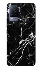 Black Marble Pattern Vivo V21 Hard Case Back Cover by Casekaro