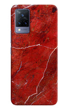 Red Marble Design Vivo V21 Hard Case Back Cover by Casekaro