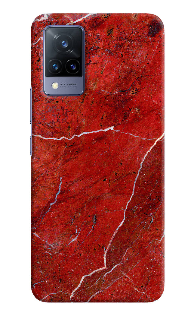 Red Marble Design Vivo V21 Hard Case Back Cover by Casekaro
