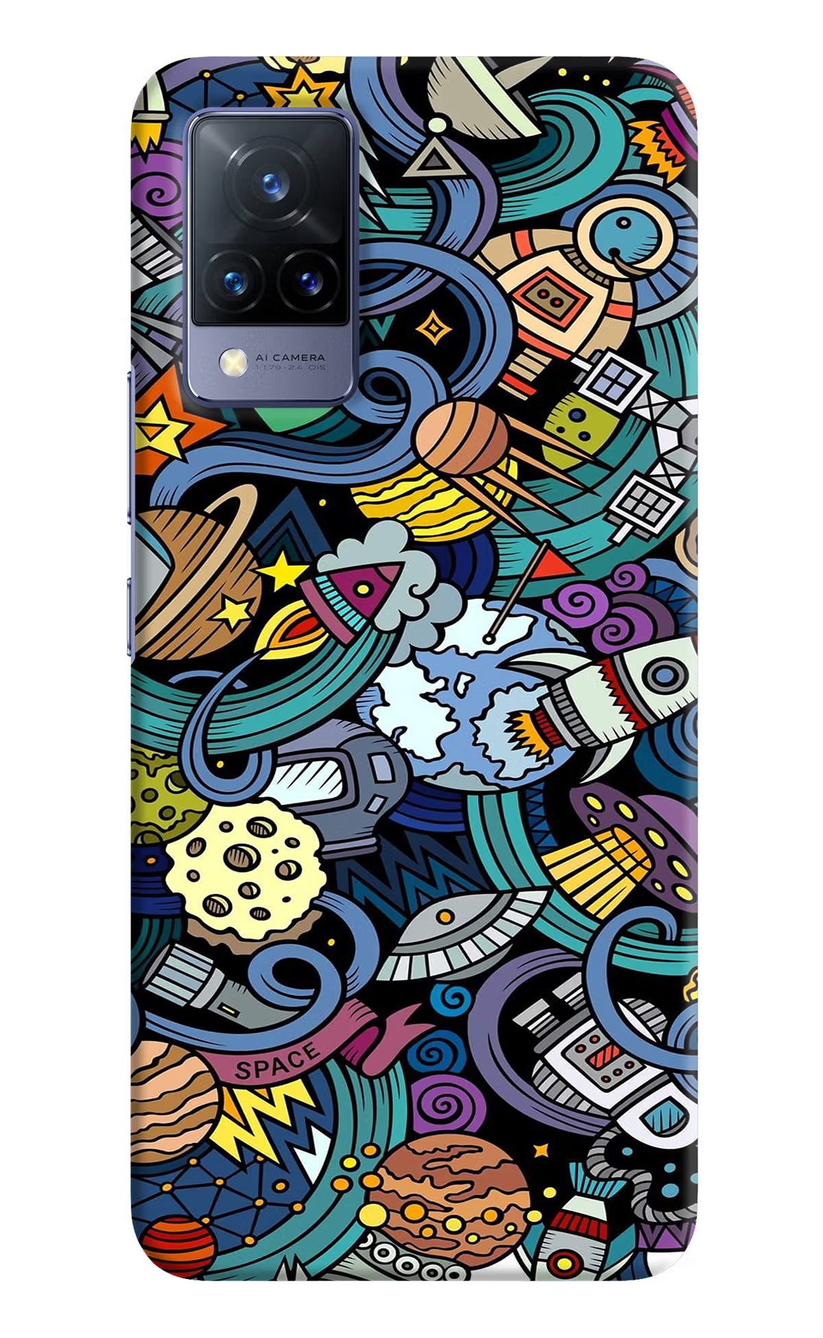 Space Abstract Vivo V21 Hard Case Back Cover by Casekaro
