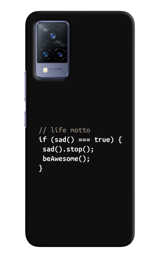 Life Motto Code Vivo V21 Hard Case Back Cover by Casekaro