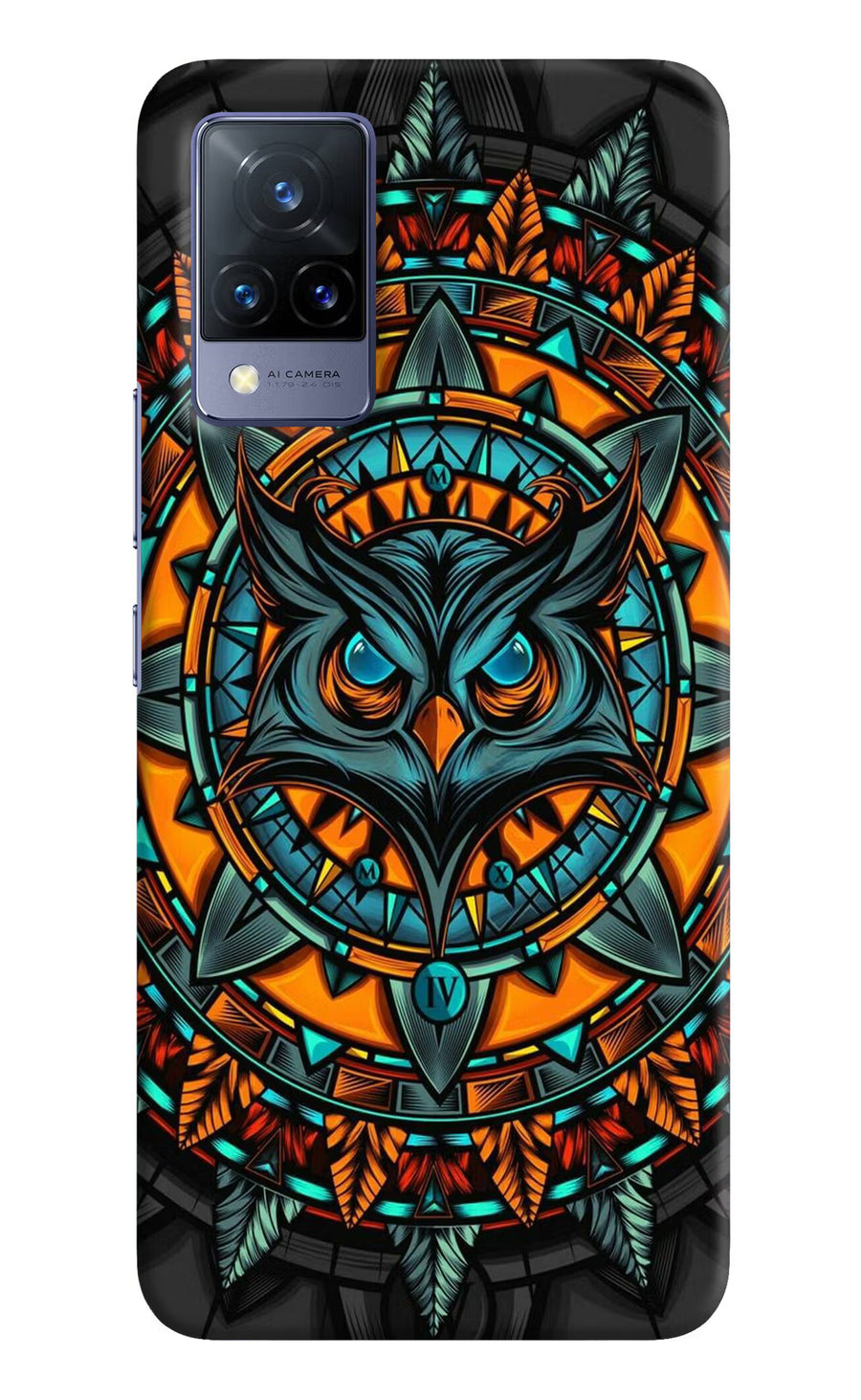 Angry Owl Art Vivo V21 Back Cover, Hard case