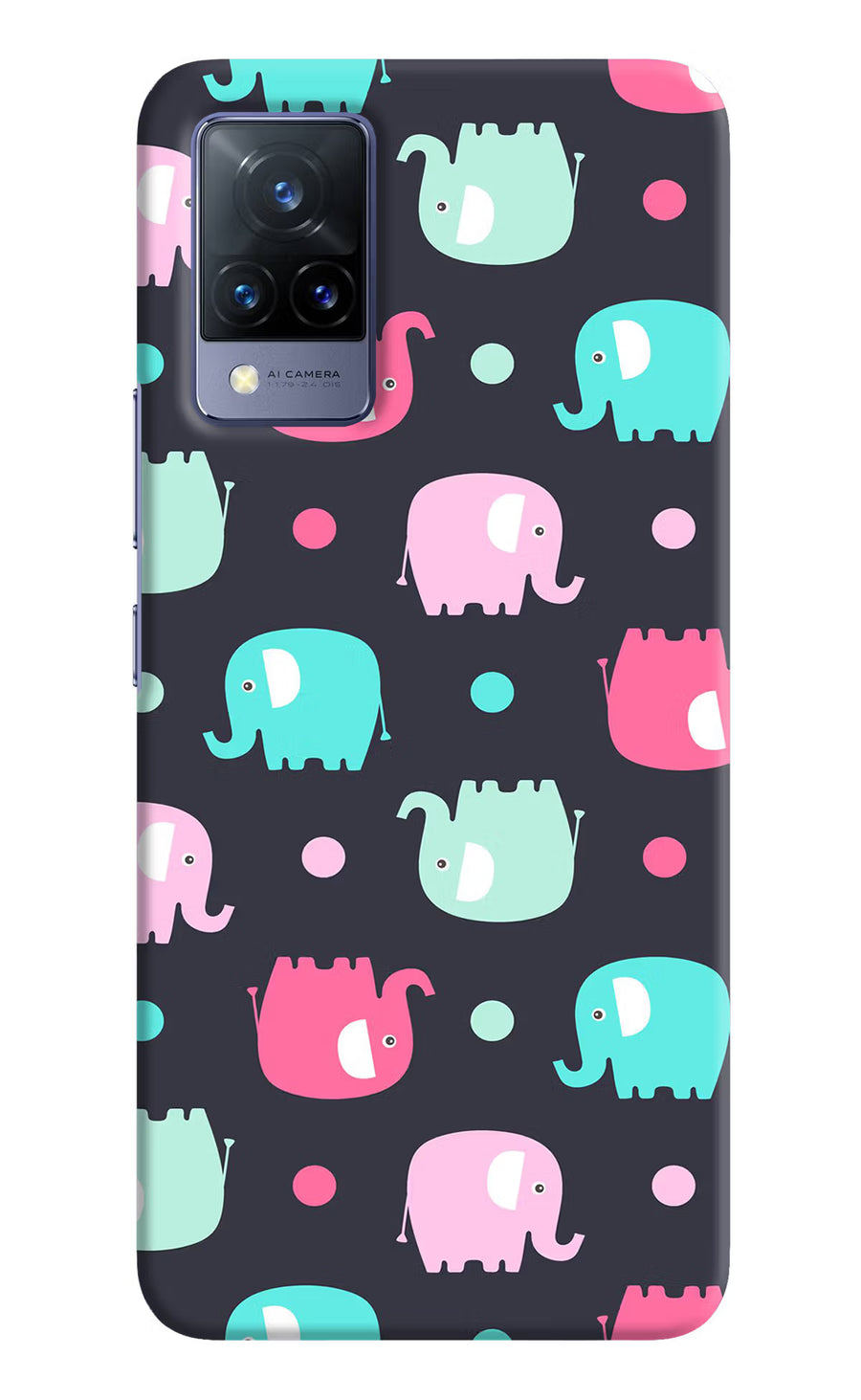 Elephants Vivo V21 Back Cover, Hard case