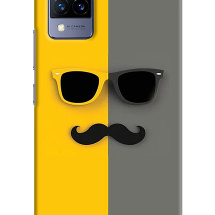 Sunglasses with Mustache Vivo V21 Hard Case Back Cover by Casekaro