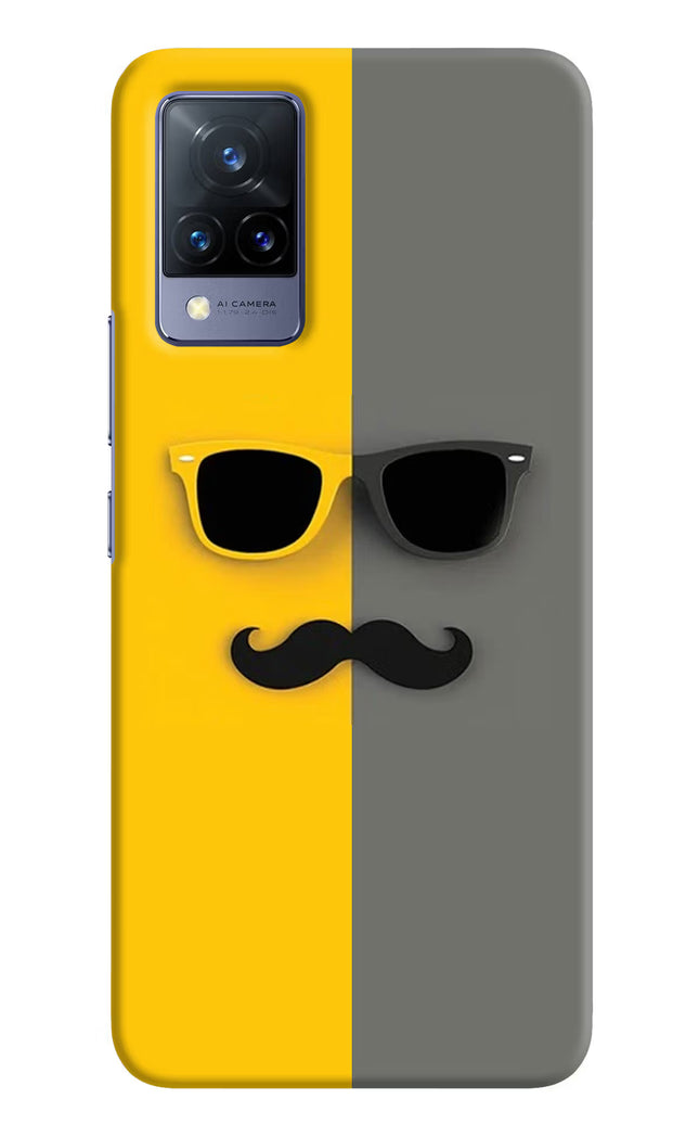 Sunglasses with Mustache Vivo V21 Hard Case Back Cover by Casekaro