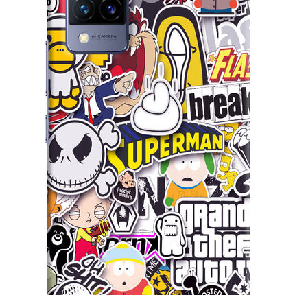Sticker Bomb Vivo V21 Hard Case Back Cover by Casekaro