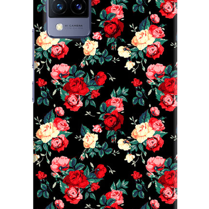 Rose Pattern Vivo V21 Hard Case Back Cover by Casekaro