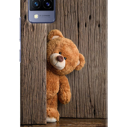 Teddy Wooden Vivo V21 Hard Case Back Cover by Casekaro
