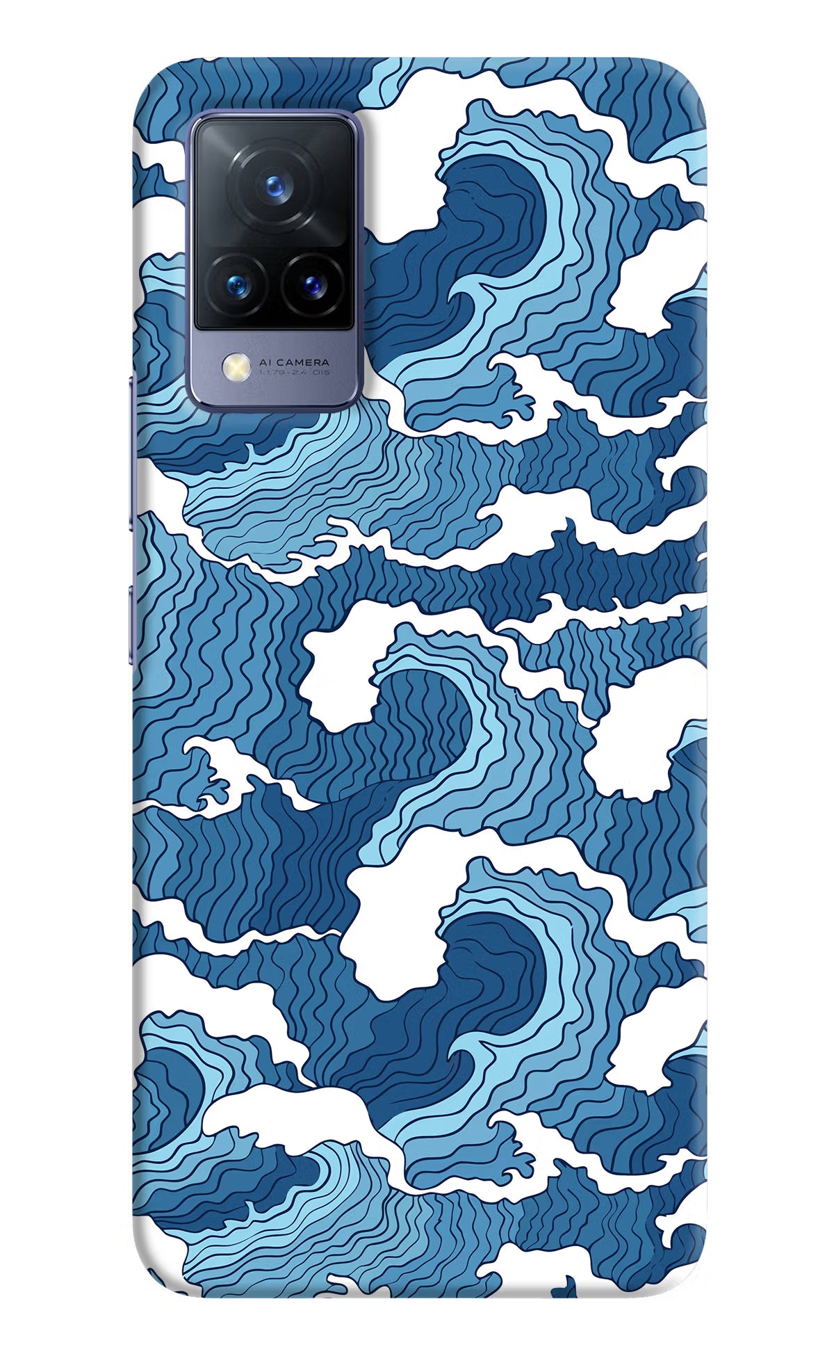 Blue Waves Vivo V21 Hard Case Back Cover by Casekaro