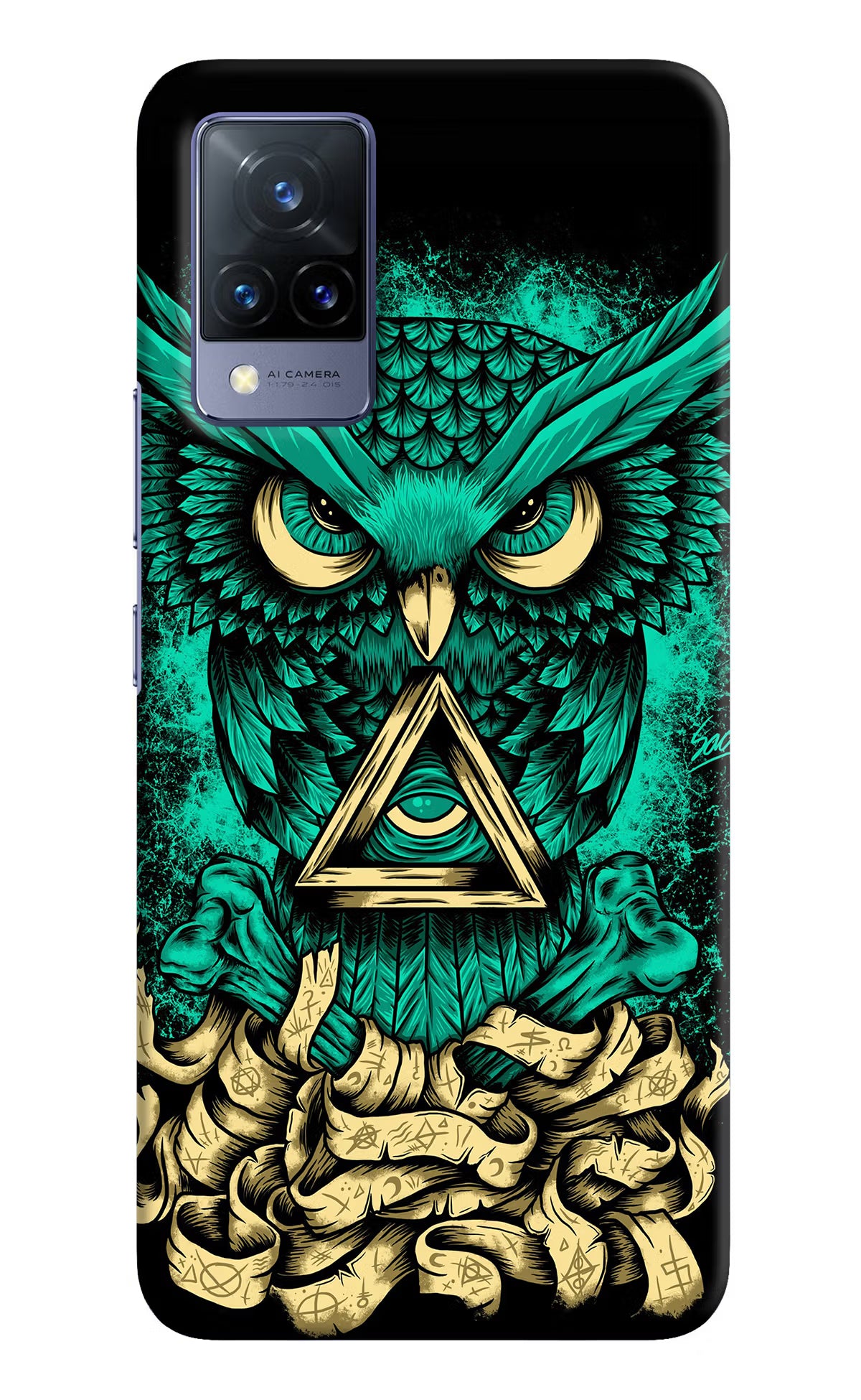 Green Owl Vivo V21 Hard Case Back Cover by Casekaro