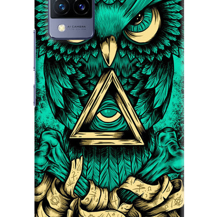 Green Owl Vivo V21 Hard Case Back Cover by Casekaro