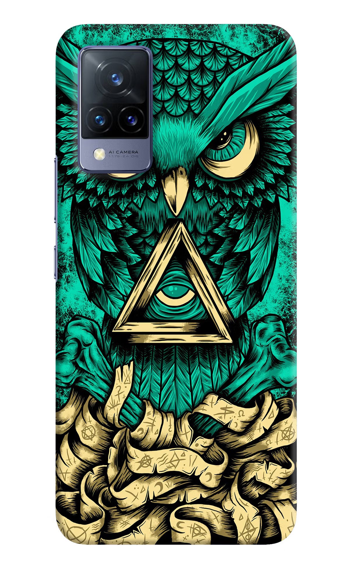 Green Owl Vivo V21 Hard Case Back Cover by Casekaro
