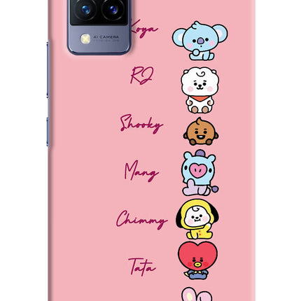 BTS names Vivo V21 Hard Case Back Cover by Casekaro