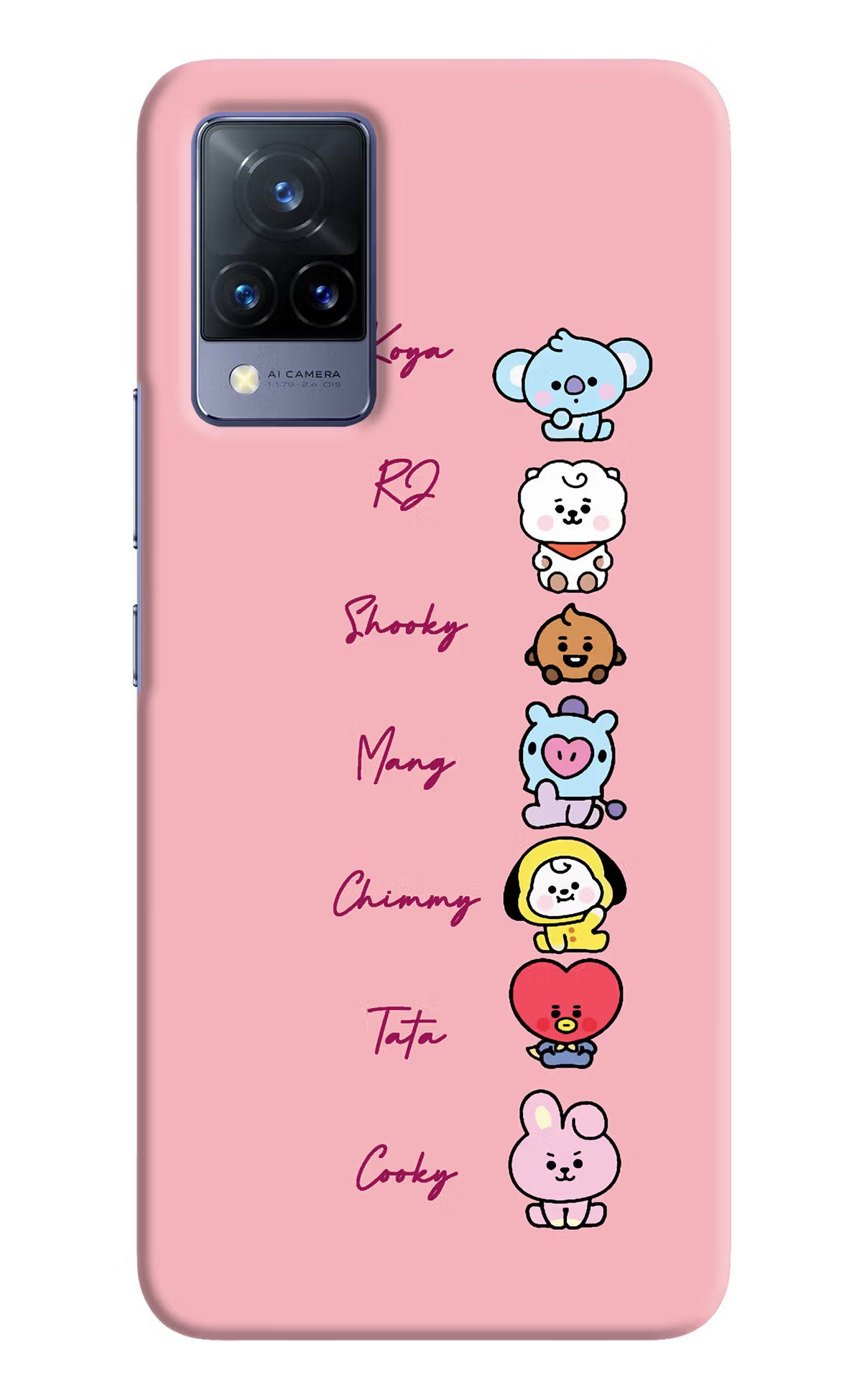 BTS names Vivo V21 Hard Case Back Cover by Casekaro